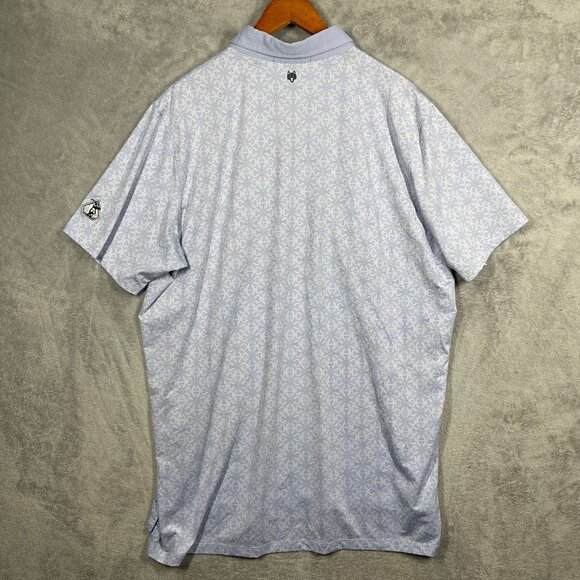 Greyson Mens Polo Geometric Golf Shirt Lions Tooth Print Purple XL - Picture 6 of 6